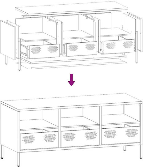 vidaXL TV-Ständer Metall Senfgelb M101.5xT39xH43.5cm