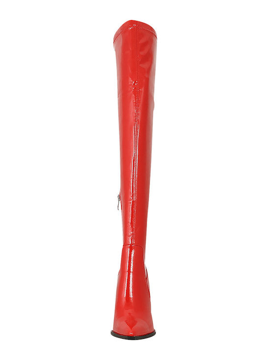 Biven Damenstiefel aus Lackleder mit hohem Absatz Rot