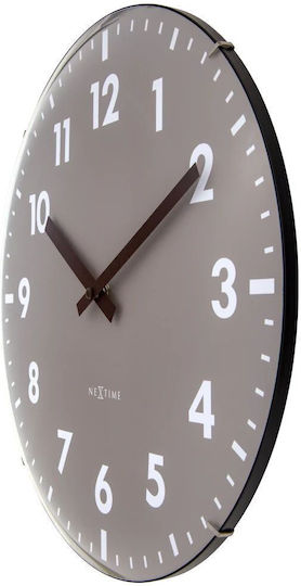Ρολόι Τοίχου 35cm Χακί Domed Glass Lens-silent-glass-nextime 'duomo' 3542ki