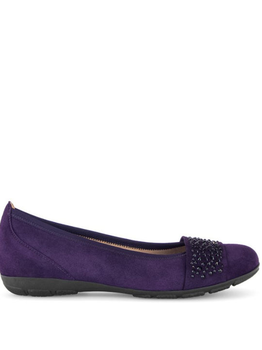 Lederne Damen Ballerinas in Lila Farbe