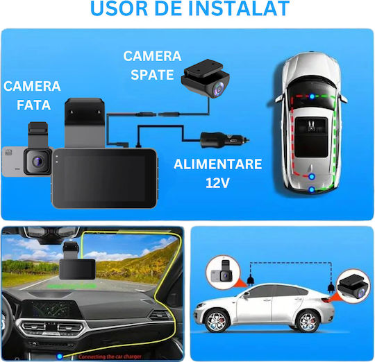 4k Dual Dash Camera Full Hd Visionhub Wifi + Gps Adjustable G-sensor Mobile App Night Vision Loop Recording 170° Wide Angle 3.0 Inch Ips Screen Dvr Camera F
