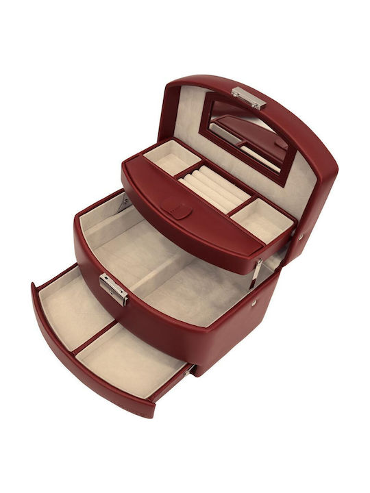 Davidts Metallisches Schmuckkästchen mit Schublade & Spiegel Rotes 22x12,5x16cm