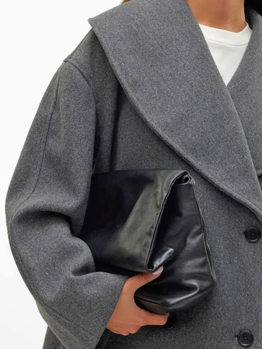 Femeie Gri închis Melange Palton Oversized cu Nasturi