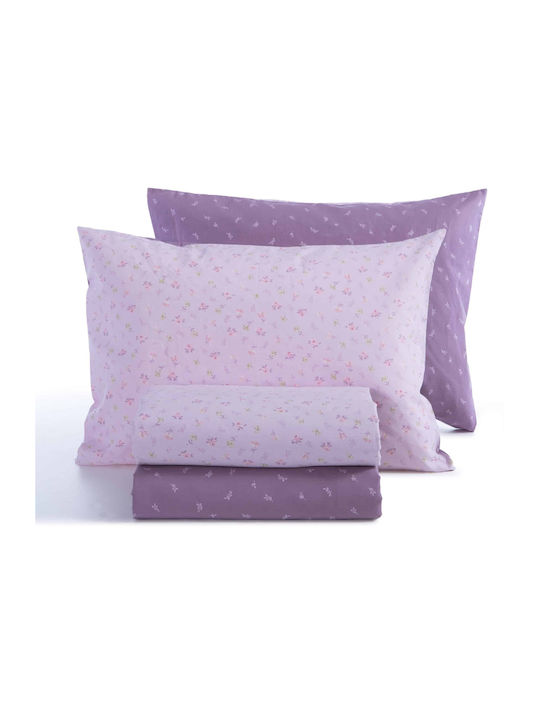 Nef-Nef Homeware Duvet Cover Set Cotton Queen with 2 Pillowcases 240x230 Lorelay Lilac (036306)