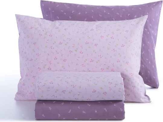 Nef-Nef Homeware Duvet Cover Set Cotton Single with Pillowcase 170x240 Lorelay Lilac