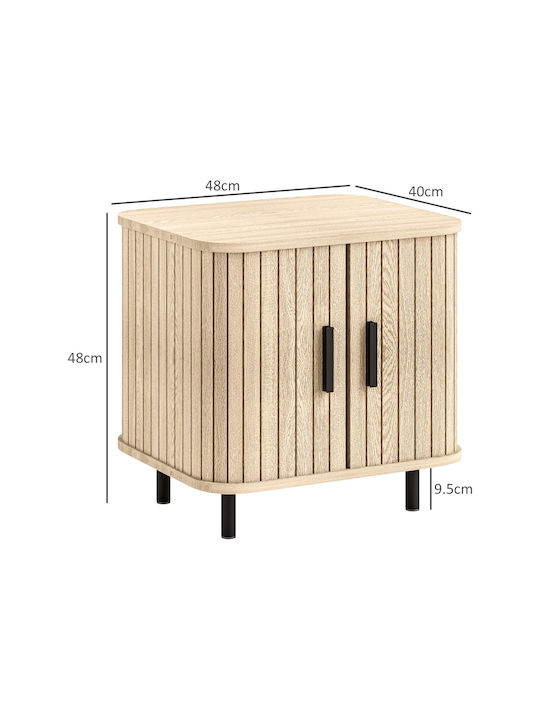 Wooden Bedside Tables with Metal Legs Brown 2 Pieces 48x40x48cm