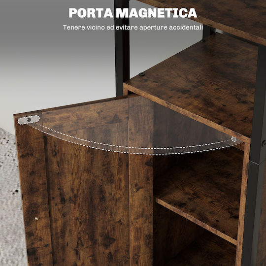 Κομοδίνο Ξύλινο με Μεταλλικά Πόδια Καφέ 34x30x80cm
