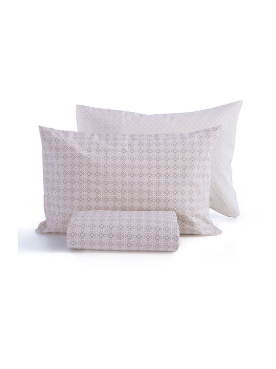 Nef-Nef Homeware Σετ Παπλωματοθήκη Βαμβακερή Μονή με Μαξιλαροθήκη 170x240cm Module Ecru