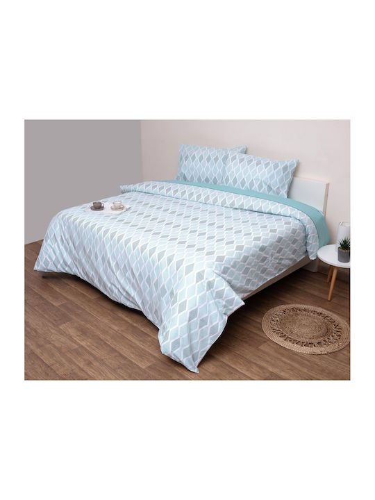 Viopros Duvet Cover Set Cotton Queen with 2 Pillowcases 220x240 Lara Mint