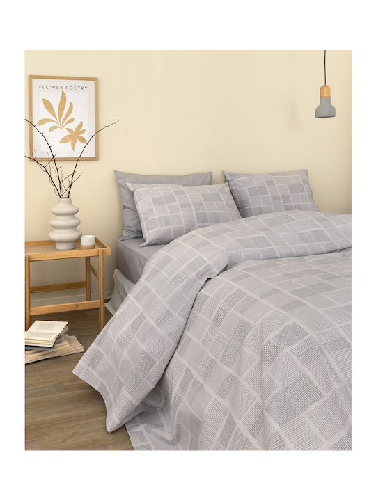 Palamaiki Duvet Cover Set Cotton Single with Pillowcase 170x250 FL6249 Gray