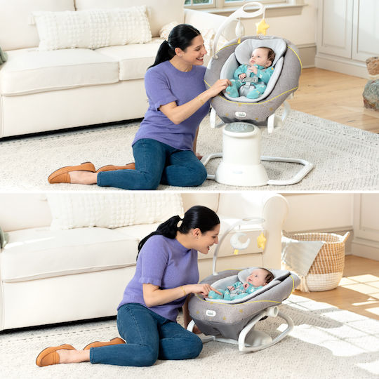 Graco Elektrisch Baby Relax Schaukel All Ways Soother mit Musik und Vibration Into the Wild Bleumarin für Kind bis 9kg
