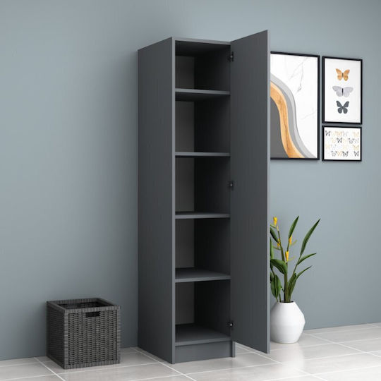 Single Door Wardrobe Ricardo Charcoal 40x51.8x181cm