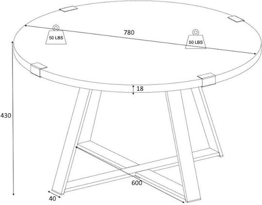 Round Side Table Mauricio Wooden Walnut - Charcoal M78xW78xH43cm