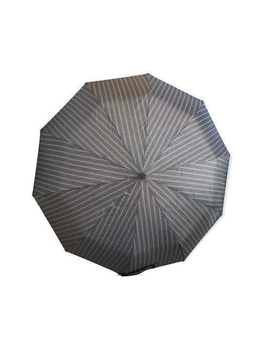 Rain Windproof Automatic Umbrella Compact Grey Striped