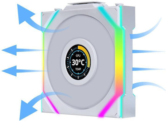 Lian Li UNIFAN SL Wireless LCD Reverse Blade Case Fan 120mm (1900rpm / 51.45cfm) με RGB Φωτισμό Λευκό