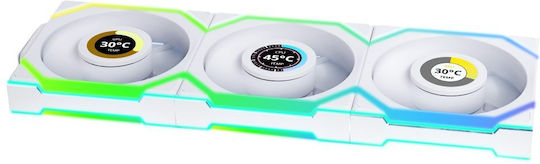 Lian Li UNIFAN SL Wireless LCD Reverse Blade Case Fan 120mm (1900rpm / 51.45cfm) με RGB Φωτισμό 3τμχ Λευκό