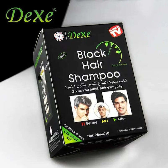 Dexe Hair Shampoo Προσωρινή Βαφή Μαλλιών Μαυρο 10x25ml