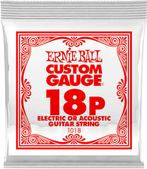 Ernie Ball Corzi Personalizate Oțel Simplu Corzi Pentru Chitară Electrică Oțel Capăt Buclă 18"