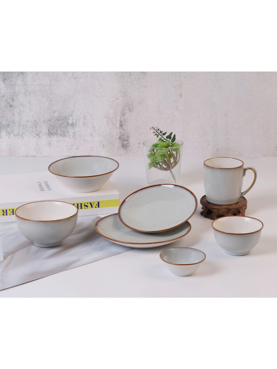Cryspo Trio Plate Desert Ceramic White with Diameter 21cm