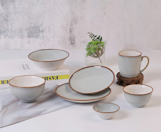 Cryspo Trio Plate Desert Ceramic White with Diameter 21cm