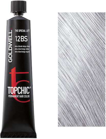 Goldwell Topchic Permanent Hair Color Vopsea de Păr 12BS Ultra Blonde Bej argintiu argintiu 60ml