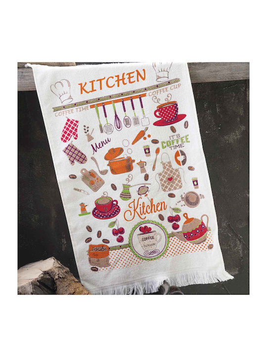 Rythmos Kitchen Time Towel from 100% Cotton in Ecru Color 40x60cm