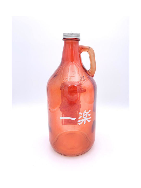 Just Funky Bottle Water Glass with Screw Cap Red