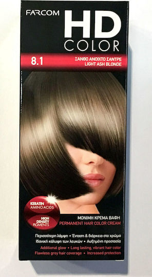 Farcom HD Color Βαφή Μαλλιών 8.1 Light Ash Blonde 60ml