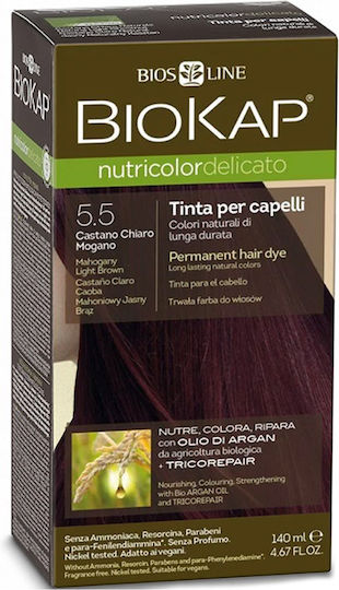 Biosline Biokap Nutricolor Delicato Hair Dye no Ammonia 5.5 Mahogany Light Brown 140ml