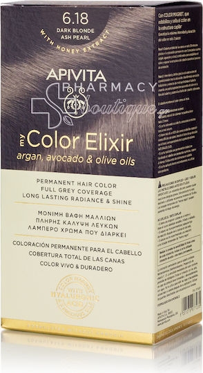 Apivita My Color Elixir Βαφή Μαλλιών Χωρίς Αμμωνία 6.18 Ξανθό Σκούρο Σαντρέ Περλέ 50ml