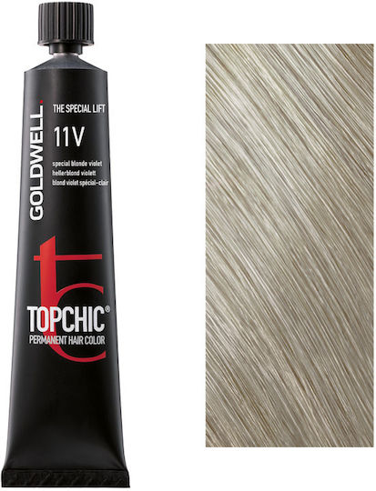 Goldwell Topchic Permanent Hair Color Βαφή Μαλλιών 11V Κατάξανθο Βιολέ 60ml