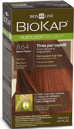 Biosline Biokap Nutricolor Delicato Βαφή Μαλλιών Χωρίς Αμμωνία 8.64 Titian Red 140ml