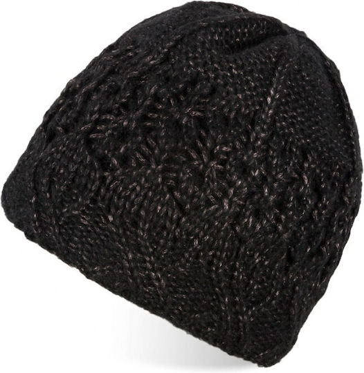 Set with Beanie Knitted in Black color