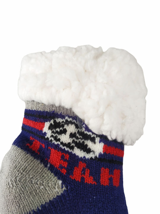 Fengi Rutschfeste Lange Kindersocken PELZ Blue/Red/Grey