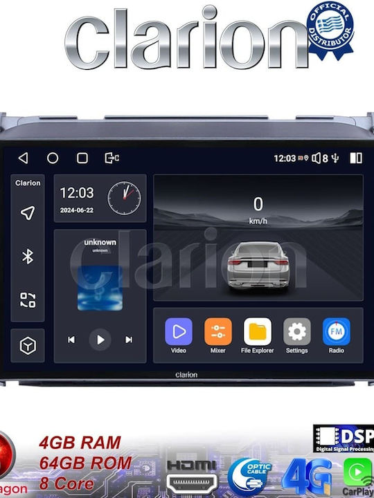 Clarion Car-Audiosystem für Suzuki Hoch 2009>2016 (Bluetooth/USB/WiFi/GPS)