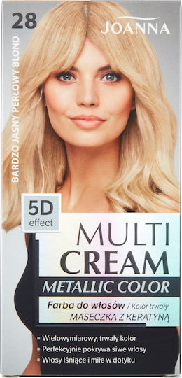 Joanna Multi Cream Metallic Color Βαφή Μαλλιών 28 Very Light Pearl Blonde 150ml