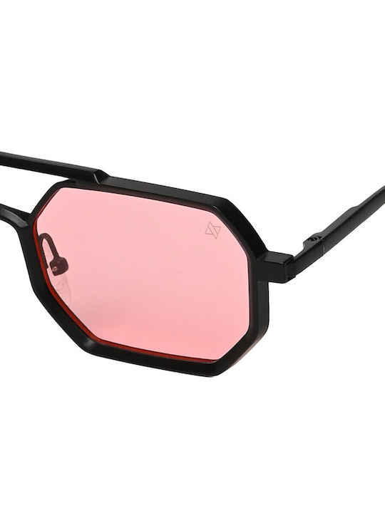 AV Sunglasses Moda Unisex Sunglasses with Black Metal Frame and Pink Mirror Lens 110-Moda Matt Black/Pink