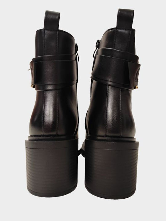 Leder Stiefeletten Damen Schwarz