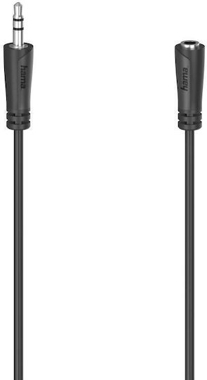 HAMA Καλώδιο Ήχου 3.5mm male - 3.5mm female Μαύρο 3m 00205120