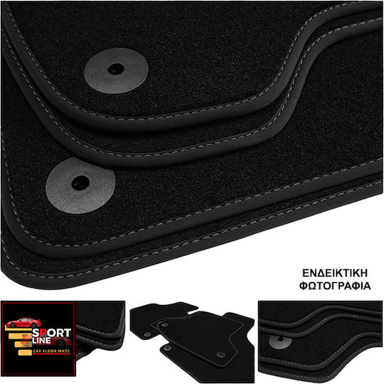 Opel Adam 2012-2019 Teppichmatten Sport Line Schwarz mit Grauer Naht Graue Stickerei Opc Set aus 4 Teilen