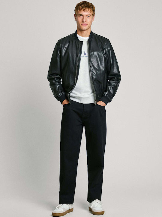 Pepe Jeans Leather Jacket Biker BLACK