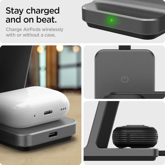 Spigen Wireless Charger Qi2 15W Gray (3-in-1 Stand S318W)