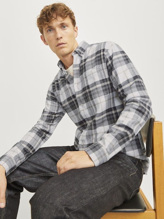 Jack & Jones Long-sleeved Flannel Shirt Grey