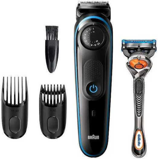 Braun Σετ Επαναφορτιζόμενης Κουρευτικής Μηχανής Black/Blue BT3240