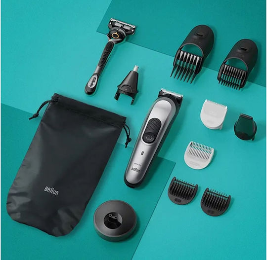 Braun All-in-one Style Kit Series 7 Σετ Επαναφορτιζόμενης Κουρευτικής Μηχανής Καφέ MGK7420
