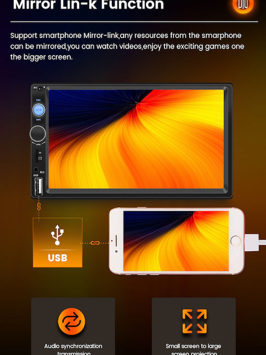 Carmedia Ηχοσύστημα Αυτοκινήτου 2DIN (Bluetooth/USB) με Οθόνη Αφής 6.2"