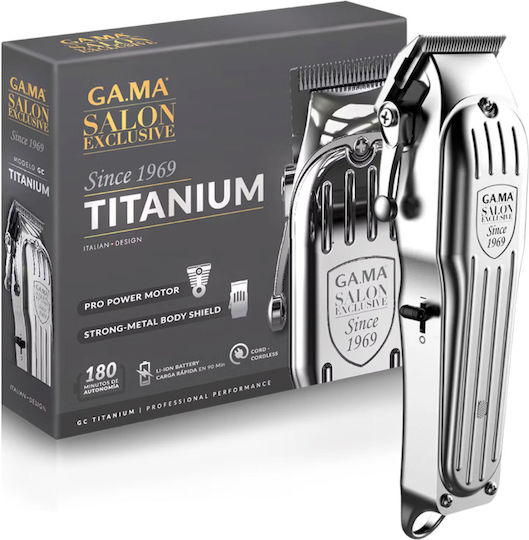 GA.MA GC Titanium Επαγγελματική Επαναφορτιζόμενη Κουρευτική Μηχανή Ασημί SM0125