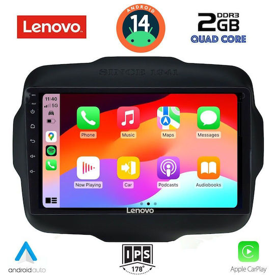 Lenovo Ηχοσύστημα Αυτοκινήτου για Jeep Renegade 2014> (Bluetooth/USB/AUX/WiFi/GPS/Apple-Carplay/Android-Auto) με Οθόνη Αφής 9"
