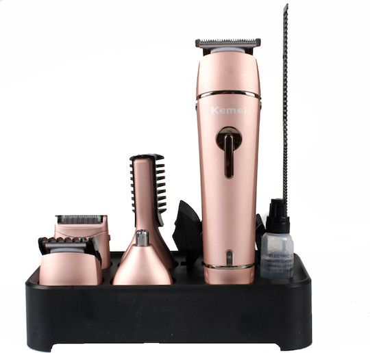 Kemei Set Wiederaufladbar Haarschneidemaschine Rosa KM-1015