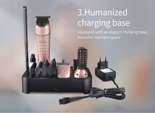 Kemei Set Wiederaufladbar Haarschneidemaschine Rosa KM-1015